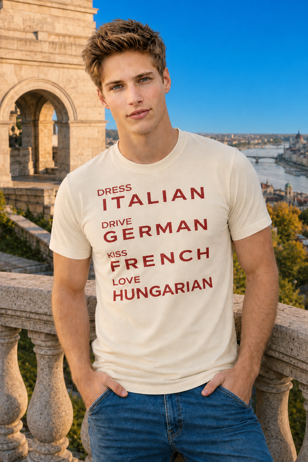 Dress Italian. Drive German. Kiss French. Love Hungarian.