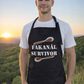 Male model wearing the black Fakanál Survivor one-size adjustable Hungarian apron