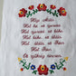 Hungarian house blessing embroidered with Matyo Flowers. 