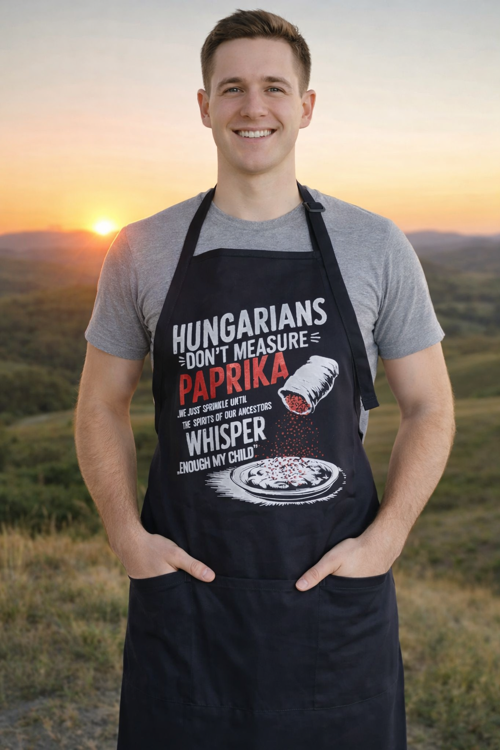 Hungarian Paprika black apron included in the Hungarian Aprons Superpack