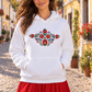 White hand-painted Matyó hoodie – front artwork