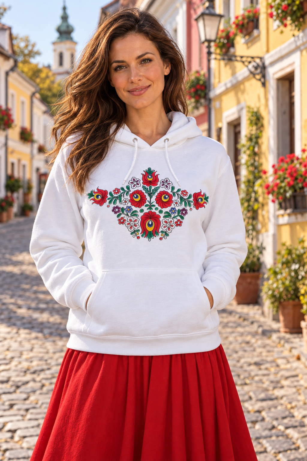 Hand-painted Matyó hoodie in Szentendre