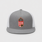 Gray and white Hungarian coat of arms embroidered trucker hat