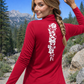 Kalocsa Sport quarter-zip pullover in Old Glory red with white Kalocsa floral design