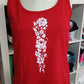 Port and Company Red Kalocsa Tank with vertical white Kalocsa floral design